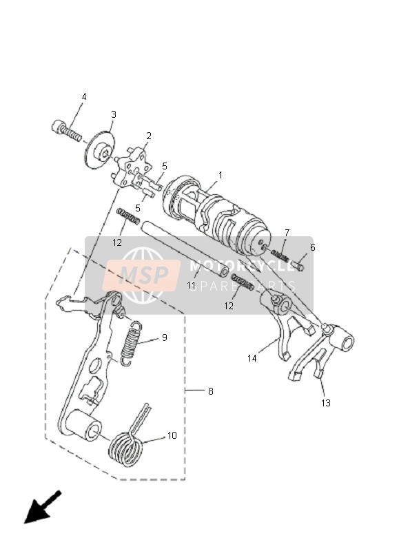 Yamaha T135FI CRYPTON X 2009 Shift Cam & Fork for a 2009 Yamaha T135FI CRYPTON X